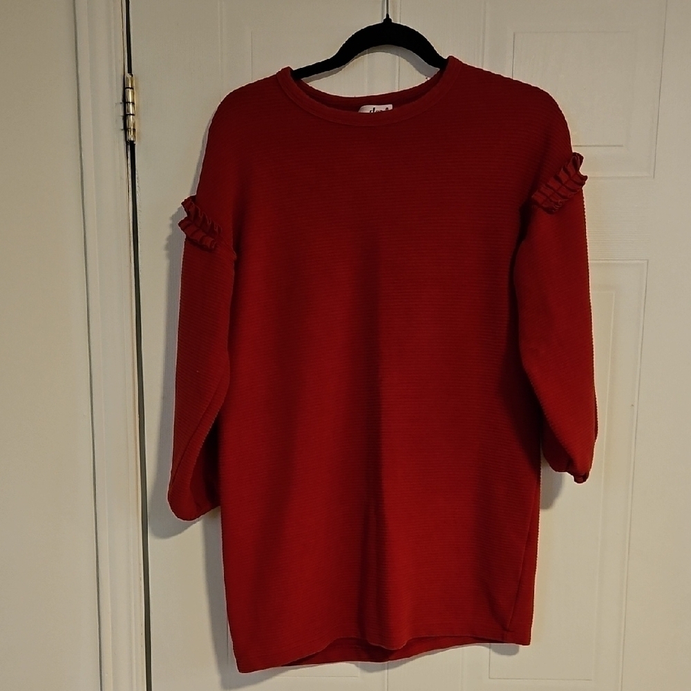 Dex Red Sweater Dress Girls XL See Measures Long Sleeve